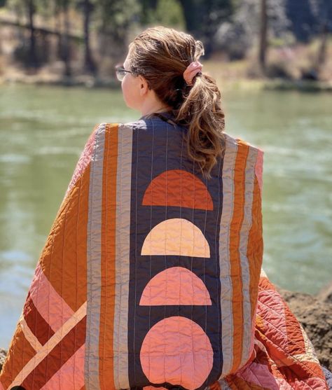 Solstice Quilt, Sun Quilt, Quilted Dress, Log Cabin Blocks, Abstract Quilt, Rising Above, Purple Quilts, Phases Of The Moon, Summer Solstice