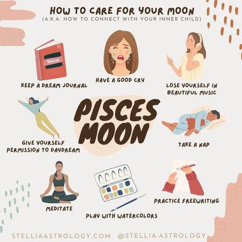 Moon Sign Pisces, Pisces Self Care, Pisces Moon Woman, Pisces Moon Tattoo, Virgo Sun Pisces Moon, Pisces Magic, Astrology Printables, Pisces Meaning, Libra Sun Pisces Moon