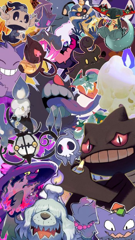 Type Collage, Ghost Type Pokemon, Ghost Pokemon, Ghost Type, Pokemon Tattoo, Pokemon Collection, Pokemon Teams, Pokemon Drawings, All Pokemon