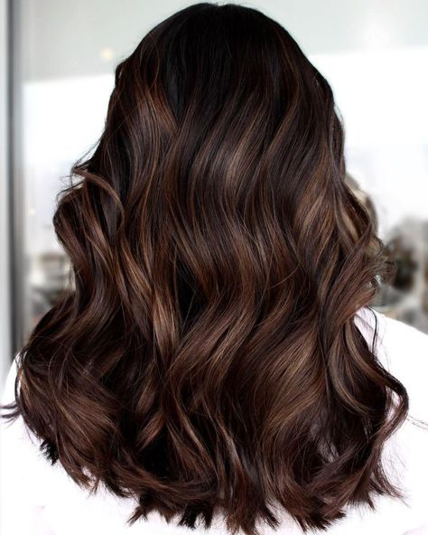 Chocolate Brown Hair Ideas, Chocolate Brown Highlights, Chocolate Brown Hair Color Ideas, Chocolate Blonde, Brown Hair Ideas, Dark Chocolate Hair, Dark Chocolate Brown Hair, Brown Hair Color Ideas, Prom Hairstyle