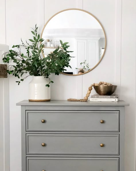 Refurbished Ikea Hemnes Dresser, Studio Mcgee Board And Batten, Ikea Family Room Ideas, Painted Hemnes, Hemnes Bedroom Ideas, Mixing Furniture Colors, Ikea Hemnes Diy, Hemnes Ikea Hack, Dresser Color Ideas