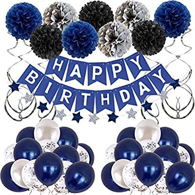 Birthday Decorations Men, Navy Blue and Silver Birthday Balloons for Boy Women Girls Happy Birthday Banner with Start Bunting, 60Pcs Birthday Party Decorations for 13th 16th 18th 30th 40th 50th 60th: Amazon.co.uk: Toys & Games Blue Birthday Party Decorations, Paper Flower Ball, Happy Birthday Balloon Banner, Birthday Decorations For Men, Blue Birthday Parties, Birthday Flags, 70th Birthday Parties, Balloon Banner, Ball Decorations