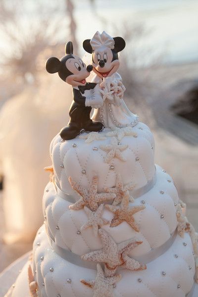 Elegant Beach Wedding | Shay Cochrane Photography | via themajesticvision.com Beachy Wedding Dress, Mickey Mouse Wedding, Camo Wedding Cakes, Disney Worlds, Disney Wedding Cake, Beachy Wedding, Mouse Pictures, Disney Wedding Theme, Minnie Cake