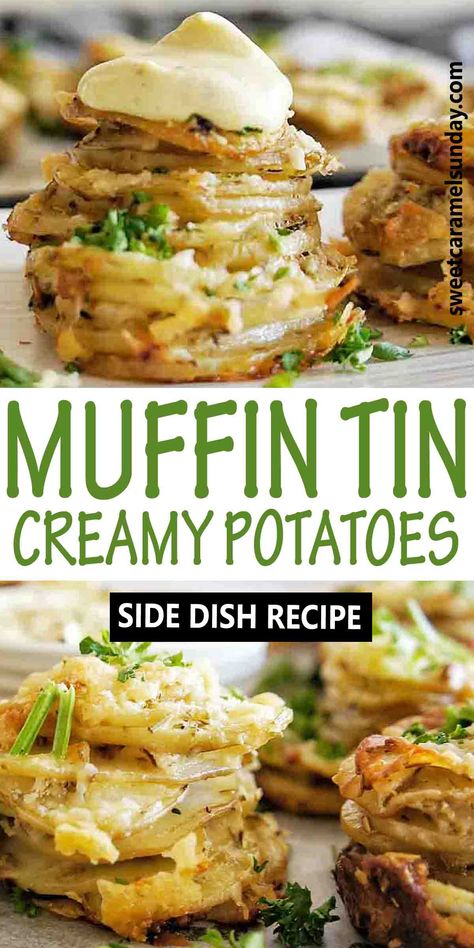 Cup Meals, Muffin Tin Potatoes, Creamy Cheesy Potatoes, Muffin Bites, Parmesan Potato Stacks, Creamy Potatoes, Potato Stacks, Mushroom Stroganoff, Potato Bake