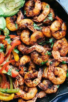 20 Minute Skillet Blackened Shrimp Fajitas are such an easy and flavorful meal packed with blackened shrimp, peppers and onion. ... Shrimp Fajita Recipe, Skillet Shrimp, Flavorful Shrimp, Blackened Shrimp, Shrimp Fajitas, Steak And Shrimp, Filling Dinner, Fajita Recipe, Shrimp Dishes