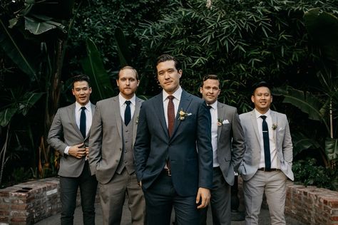 Mixed Groomsmen Attire, Not Matching Groomsmen, Groomsmen Not Matching, Non Matching Wedding Party, Mixed Suits Groomsmen, Mix And Match Groomsmen, Mixed Groomsmen Suits, Mix And Match Wedding Party, Mix Match Groomsmen Suits