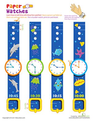 Clock Worksheets, Telling Time Practice, First Grade Math Worksheets, Printable School, Paper Watch, Kids Math, 1st Grade Math Worksheets, Time Worksheets, Math Time