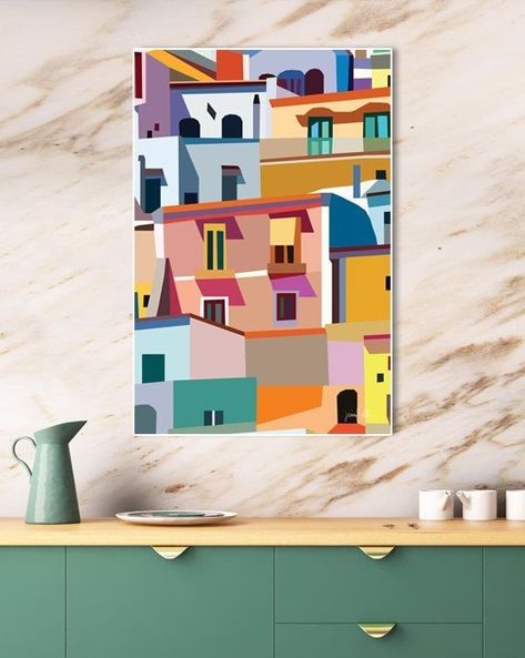 Amalfi Coast Poster, Poster Architecture, Wall Art Colorful, Soyut Sanat Tabloları, Small Canvas Art, Handmade Wall Art, Art Colorful, Mini Canvas Art, Art Large