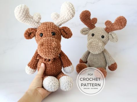 Amigurumi Moose, Moose Crochet, Moose Pattern, Crochet Moose, Moose Animal, Crochet Woodland, Amigurumi Plush, Crochet Animal, Animal Patterns