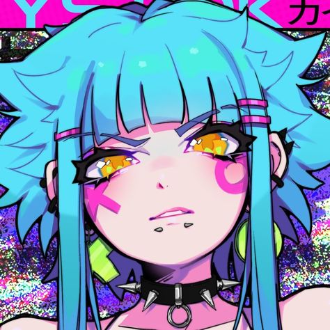 Godly Drawings, Mouth Practice, Goth Kawaii Art, Chibi Artstyle, Hyper Pop, Random Oc, Neon Colour Palette, Pastel Goth Art, Different Art Styles