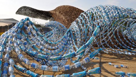 Two life-size whales swim through an ocean of 70,000 plastic bottles in Bristol | Creative Boom Plastic In The Sea, Waste Art, Conservation Art, Ocean Pollution, Trash Art, Illumination Art, Art Tumblr, Plastic Art, Ocean Conservation