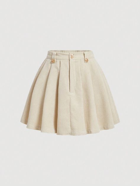 Skirts Design Ideas, Womens Pleated Skirt, Beige Skirt, Women Skirts, Corduroy Skirt, Pleated Midi Skirt, Inspiration Mode, Casual Girl, Denim Top