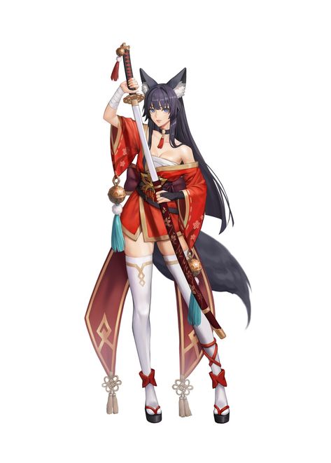 ArtStation - fox samurai Samurai Girl Art, Kitsune Shrine, Fox Samurai, Terra Battle, Arturia Pendragon, Drawing Pictures, Squirrel Girl, Ninja Girl, Anime Clothing