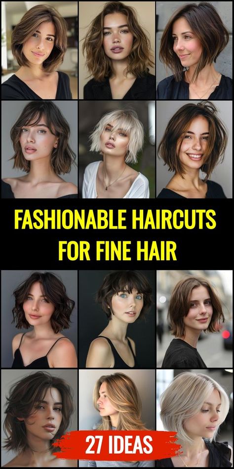 Boost your style with 27 haircuts ideal for fine hair. Each cut is engineered to add volume and texture, making fine hair look thicker and more vibrant. Mom Cut Fine Hair, Fine Hair Medium Length Haircut, Short Hair Cuts For Fine Hair, Short Hair For Fine Hair, Best Haircut For Fine Hair, Fine Flat Hair Haircuts, Haircuts For Fine Wavy Hair, Haircuts For Fine Curly Hair, Hair Cuts For Fine Hair