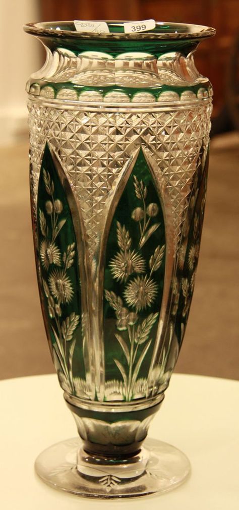 Glass - Bohemian - Carter's Price Guide to Antiques and Collectables Lambert Vase, Long Vases, Moser Glass, Bohemia Glass, Beautiful Vases, Wooden Vase, Crystal Glassware, Antique Vase, Crystal Vase