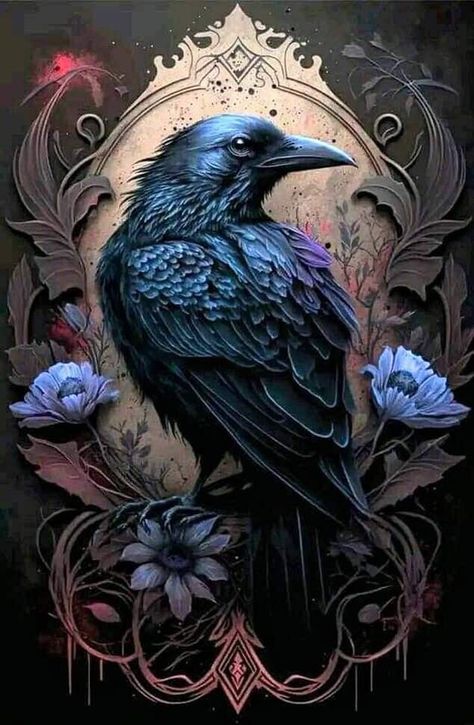 Gothic Poster, Crow Tattoo, Raven Tattoo, Crow Art, Raven Art, Crows Ravens, Gothic Art, Pics Art, Ravens