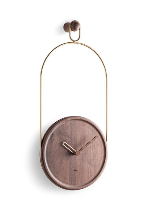 Wall-mounted wooden clock ESLABON | Wooden clock by nomon_4 Wooden Clock Design, Wood Clock Design, Clocks Back, Calacatta Gold Marble, Pendulum Clock, Wood Clock, Wood Marble, Calacatta Gold, Brass Wood