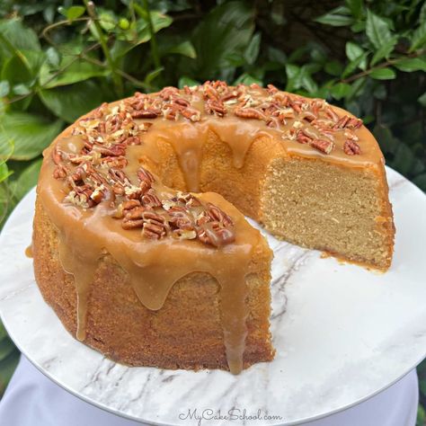 Maple Pound Cake Toffee Pound Cake, Sweet Potato Pound Cake Recipe Southern Living, Maple Pound Cake, Fall Pound Cake, Fall Birthday Cakes, My Cake School, Sweet Potato Pound Cake, Maple Cake, Fall Cake Recipes