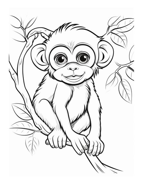 Free Printable Monkey Coloring Pages | Skip To My Lou Monkey Colouring Pages, Monkey Drawing Sketch, Cute Monkey Drawing, Monkey Drawings, Monkey Drawing Easy, Monkey Sketch, Draw Monkey, Monkey Printable, Animal Tattoo Designs