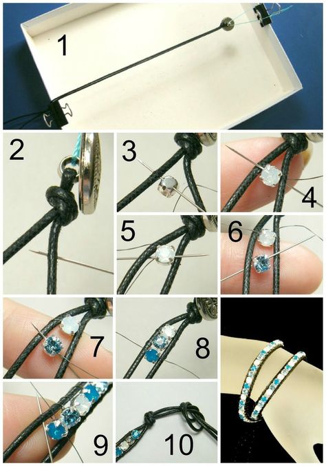 This tutorial looks like it streamlines the process!   -   By popular demand, taking advantage of the request of a customer,  I redid the photos to make the wrap bracelet (Chan Luu style)  with Swarovski chaton. The process obviously applies to all wrap bracelets, both with pearls, cones or else! Bracelets With Beads, Wrap Bracelet Tutorial, Bracelet With Beads, Jewerly Beads, Making Bracelets, Jewerly Making, Beaded Wrap Bracelets, A Bracelet, Chan Luu