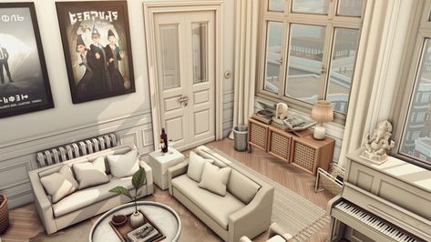 Simsphony — Vito’s dream apartment Hi, my fellow simmers! ♡... Ts4 Cc Apartment Furniture, Sims 4 City Living Apartments, Ts4 Apartment, Sims4 Apartment, Sims Living Room, Sims 4 Apartment Layout, Sims 4 Apartment Download, Sims 4 Cc Apartment, Sims Decoration