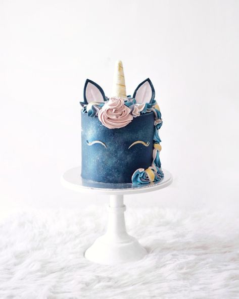 Unicorn Space Birthday Party, Elegant Unicorn Cake, Galaxy Unicorn Cake, Blue Unicorn Cake, Galaxy Unicorn, Galaxy Cake, 5th Birthday Cake, Blue Unicorn, Unicorn Birthday Cake