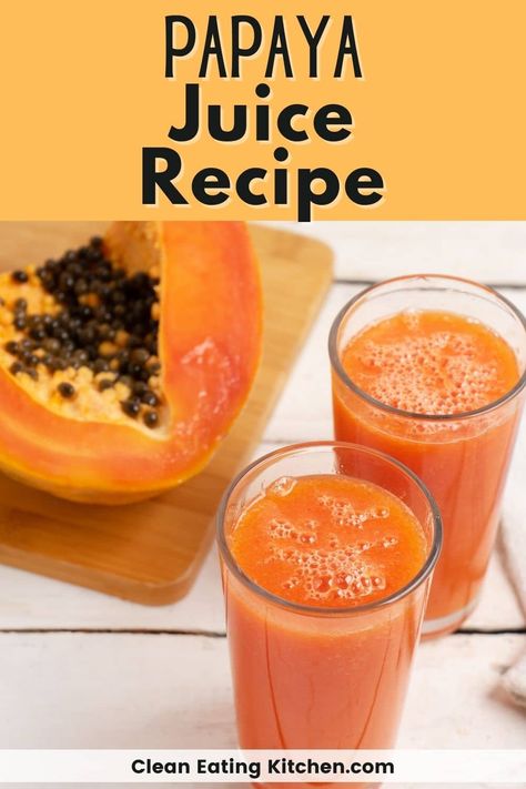 Papaya Juice tastes like a trip to a tropical island! It's naturally sweet and thick and is excellent for improving digestion. Learn how to make this delicious Papaya Juice using a blender. Papaya Juice Recipe, Papaya Drink, Inflammatory Drinks, Papaya For Skin, Juices Recipes, Papaya Benefits, Papaya Juice, Improving Digestion, Papaya Smoothie