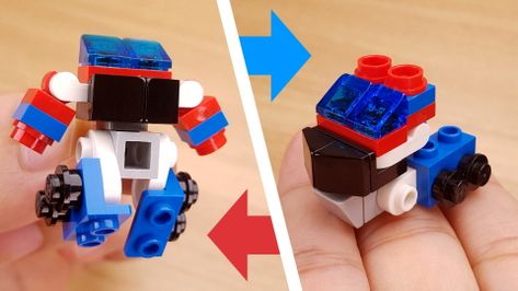 Micro brick trailer truck transformer mech - Trailer Boy Lego Mini Transformers, Lego Transformers Instructions, Lego Transformers How To Build, Lego Robot Easy, Lego Robot Instructions, Transformers Tutorial, Animated Optimus Prime, Lego Easy, Lego Optimus Prime