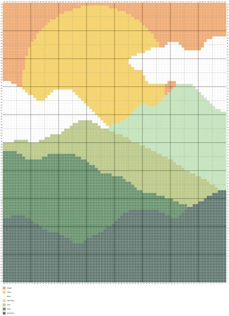 Crochet Grid Patterns, Crochet Graph Patterns, Crochet Cross Stitch, C2c Crochet Pattern Free, Crochet Wall Art, Weaving Loom Diy, Graph Patterns, Landscape Pattern, Fair Isle Knitting Patterns