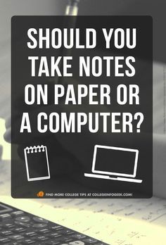 Is a computer the best tool for taking notes in college, or is it a paper notebook? Here's the answer! Notes On Laptop, Best Way To Take Notes, Organized Study, Notes College, College Survival Guide, College Preparation, Study Hacks, College Success, College Survival