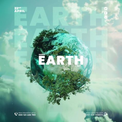 Mother earth day social media post psd t... | Premium Psd #Freepik #psd Earth Day Social Media Posts, Earth Day Post, 3d Desktop Wallpaper, About Mother, Posts Ideas, Tree Day, Social Media Advertising Design, Happy Earth, Advertising Design