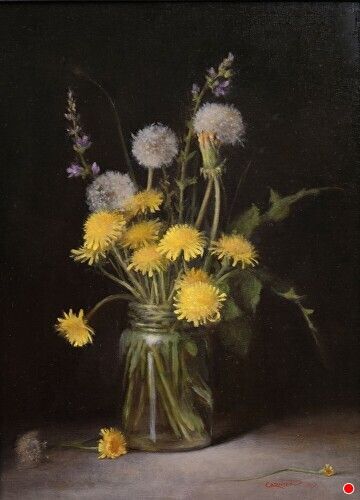 Dandelions #2 by Carmen Drake (Owens), Oil, 14 x 10 Dandelion Garden, Dandelion Oil, Still Life Oil Painting, Garden Painting, Hyperrealism, Photorealism, On Display, Painting & Drawing, Drake