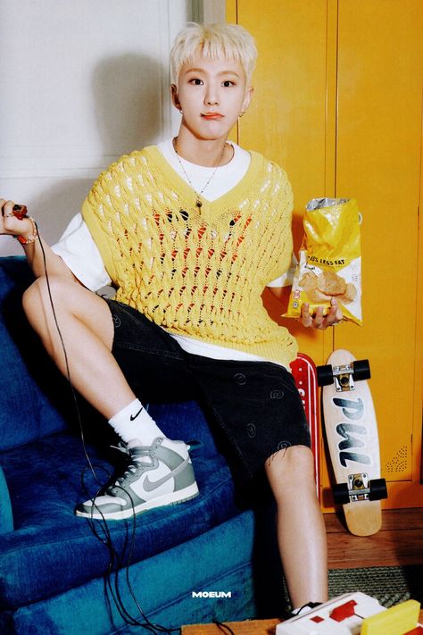 Seventeen Leader, Hoshi Seventeen, Yellow Outfit, Male Poses, Kpop Outfits, Concert Outfit, Crochet Clothes, Photo Book, Seventeen