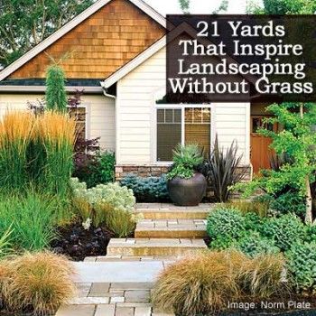 21 Yards Who Inspire Landscaping without Grass Lawn Free Yard, Low Water Landscaping, Texas Garden, House Landscaping, Front House, Casa Exterior, Front Yard Garden, Yard Design, Outdoor Inspirations