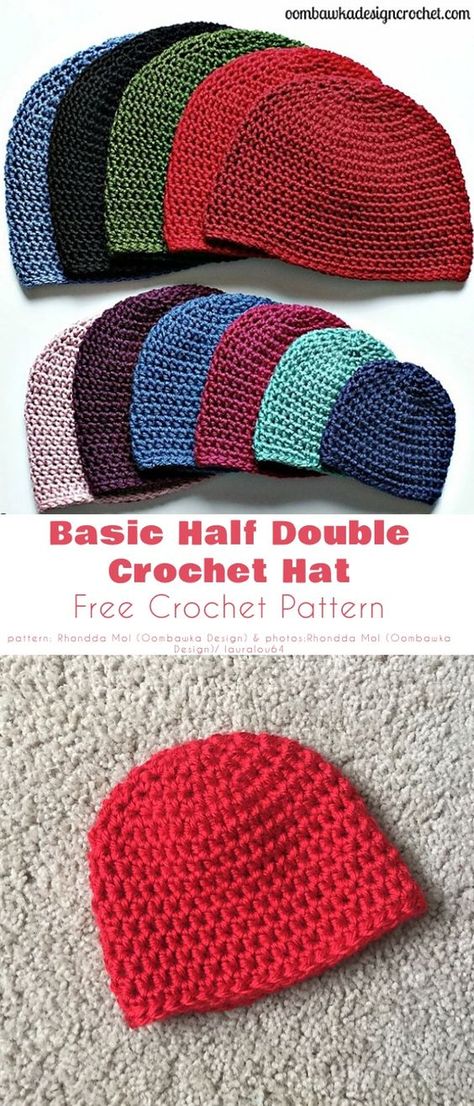 Crochet Half Double Crochet Hat, Mini Beanie Crochet Pattern Free, Half Double Crochet Hat Pattern Free, Crochet Beanie 3 Weight Yarn Free, Free Easy Crochet Hat Patterns, Half Double Crochet Beanie Pattern Free, Basic Beanie Crochet Pattern Free, Single Crochet Beanie Pattern Free, Crochet Caps For Kids