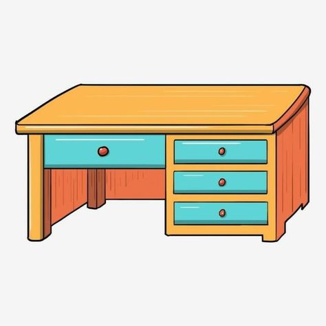 Blue Contrast Color, Desk Stickers, Blue Drawers, Yellow Desk, Student Desk, Props Art, Beautiful Desk, Blue Banner, Student Desks