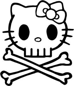 Hello Kitty Hello Kitty Decals, Hello Kitty Skull, Kitty Play, Hello Kitty Tattoos, Punisher Skull, Kitty Drawing, Tattoo Style Drawings, Hello Kitty Drawing, Hello Kitty Art