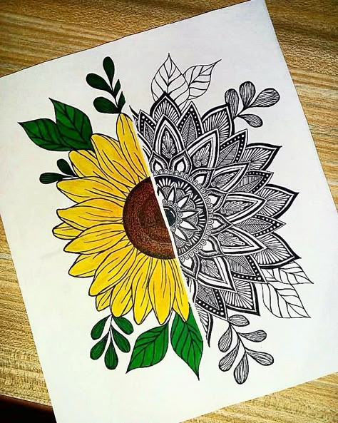 Mandala Art Sunflower, Sunflower Mandala Drawing, Embroidery Shoes Diy, Painting In Canvas, Drawing Exhibition, Wall Statue, Mandala Pattern Design, Mandala Sketch, Sunflower Mandala