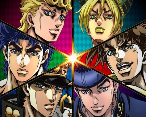 All Joestars Official Art, All Jojo Characters In One Picture, Jjba Group Photo, Jojo Group Photo, Jjba All Jojos, Joestars Together, Jojo’s Bizzare Adventure, All Jojos Together, All Jojos