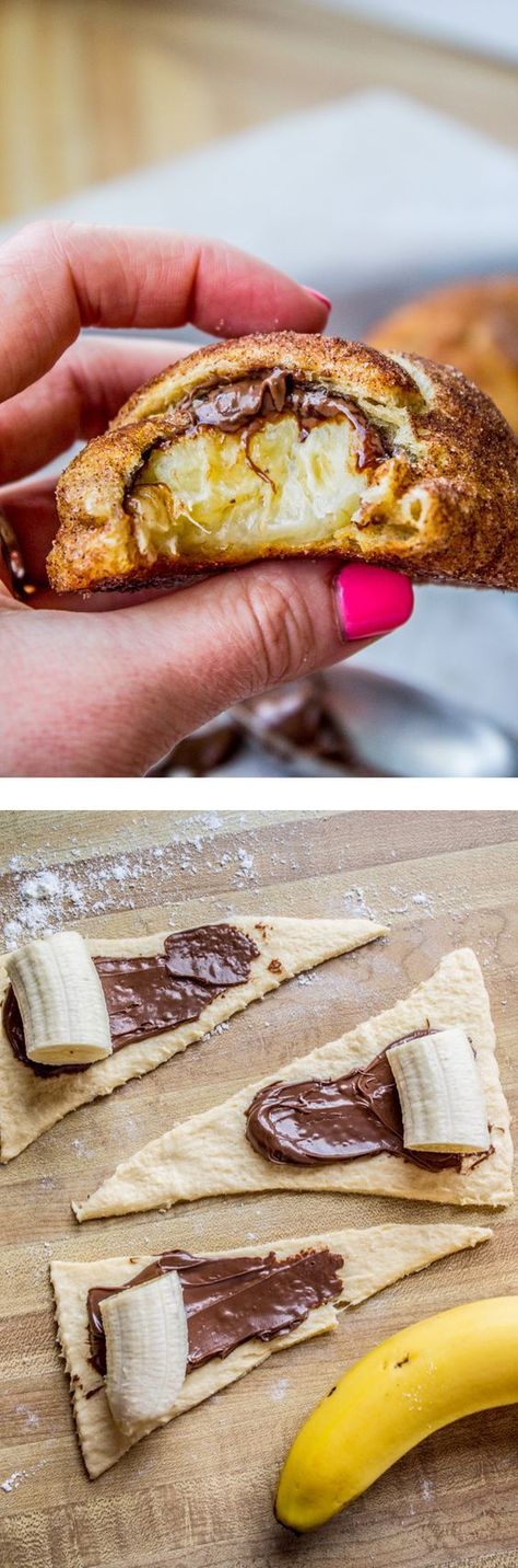 Food Charlatan, Crescent Roll Recipes, Nutella Recipes, Crescent Roll, Idee Pasto Sano, Cinnamon Sugar, Bananas, Cooking And Baking, Sweet Recipes