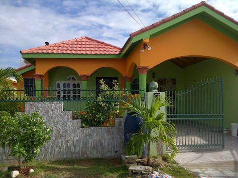 My brothers beautiful Jamaican home Caribbean Houses Tropical Style, Island Homes Caribbean, Jamaican House Design Exterior, Jamaican House Interior, Jamaican Home Decor, Island House Design, Jamaican House Design, Jamaican Architecture, Houses In Jamaica