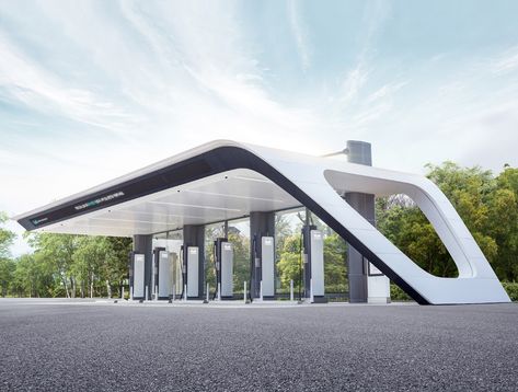 HYUNDAI MOTOR GROUP - E-Pit Ultra Fast Charger on Behance Electric Station, Terminal Bus, Car Charging Stations, Entrance Gates Design, Ev Charging Stations, Hyundai Motor, Electric Vehicle Charging, Ev Charging, Architecture Building Design