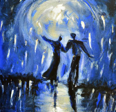 paintings Kiss In The Rain Art, Slow Dancing In The Rain Aesthetic, Art About Love You Cant Have, Two People Dancing Painting, Romance Painting Easy, Soul Touching Art, Love In Paintings, Soulmates Painting, Romantic Painting Ideas