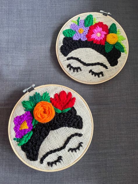 Embroidery Frida Kahlo, Frida Kahlo Embroidery, Frida Embroidery, Bees Embroidery, Felt Patterns Free, Mexican Embroidery Designs, Punch Needle Art, Minimalist Tattoo Ideas, Diy Earrings Easy