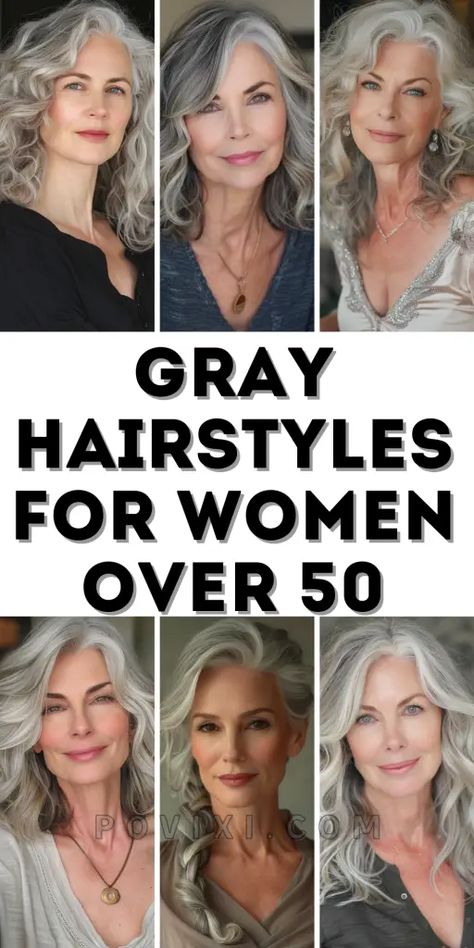 Discover the perfect look with our comprehensive guide to 37 Gray Hairstyles for Women Over 50, ranging from chic short cuts to elegant long styles and playful curly designs. Find your new favorite today! Gray Hairstyles For Women, Silver Hair Short, Grey Hair And Glasses, Gray Hairstyles, Grey Hair Over 50, Grey Curly Hair, Hair Mistakes, Gray Hair Cuts, Grey Hair Styles For Women