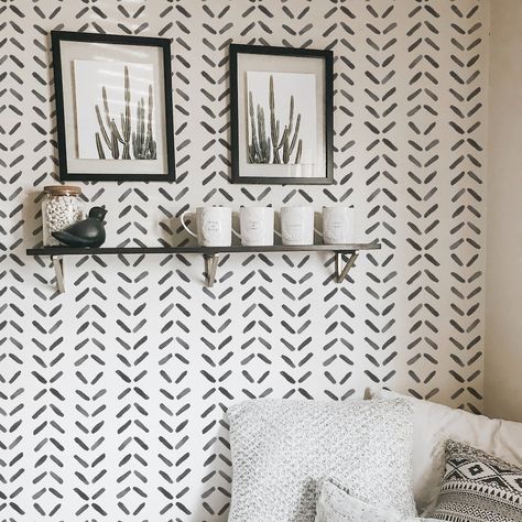 Blog Wallpaper, Painted Wallpaper, Chevron Wallpaper, Hand Painted Wallpaper, Wallpaper Accent Wall, Black And White Wallpaper, Wallpaper Calculator, Wallpaper Collection, Painting Wallpaper