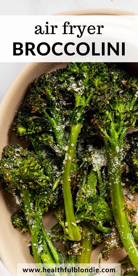 Brocolini Recipes Air Fryer, Air Fry Brocollini, Air Fryer Vegetable Side Dishes, Air Fried Broccolini, Charred Broccolini Recipe, Recipes For Broccolini, Best Brocollini Recipes, Brocolli Air Fryer Recipe, Brocolini Recipes Airfryer