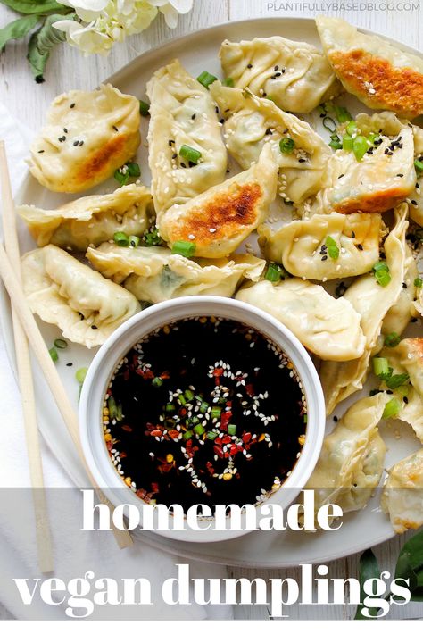 Veg Dumplings, Vegan Dumplings, Vegetable Dumplings, Homemade Dumplings, Steamed Dumplings, Dumplings Recipe, Vegan Appetizers, Vegan Dinner, Vegan Cooking