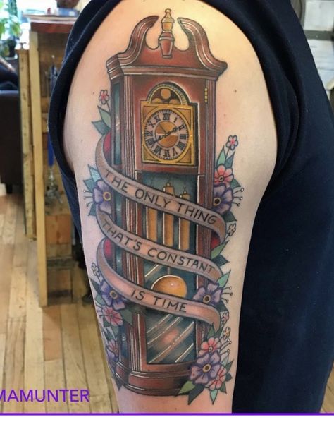 Traditional Grandfather Clock Tattoo, Grandfather Clock Tattoo, Clock Tattoo, Grandfather Clock, Traditional Tattoos, Traditional Tattoo, Body Art, Clock, Tattoos