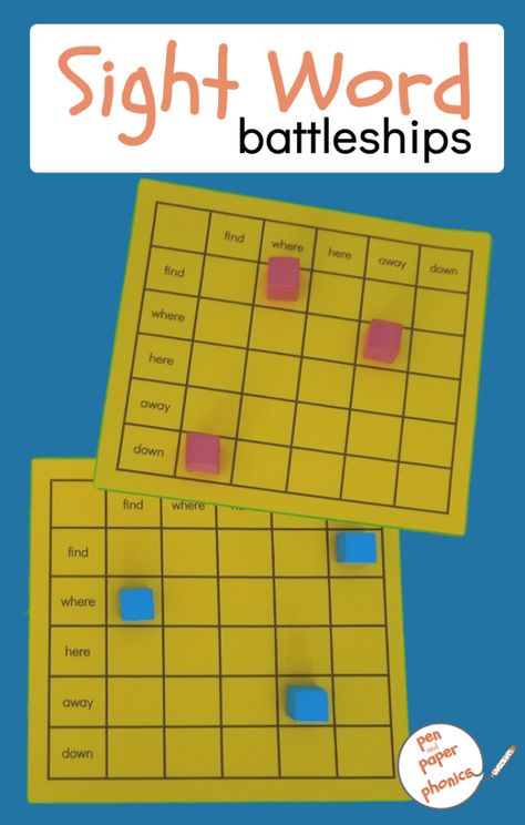 Sight Word Battleships for Word Recognition - Pen and Paper Phonics Phonics Games 2nd Grade, Wilson Reading Games, Tricky Words Activities, Volunteering Activities, Tricky Word Games, Free Phonics Activities, Making Words Activities, Reading Sight Words, Wilson Reading